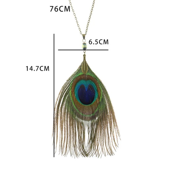 Antique Turquoise Peacock Feather Necklace and Earring Sets, - Picture 5 of 10